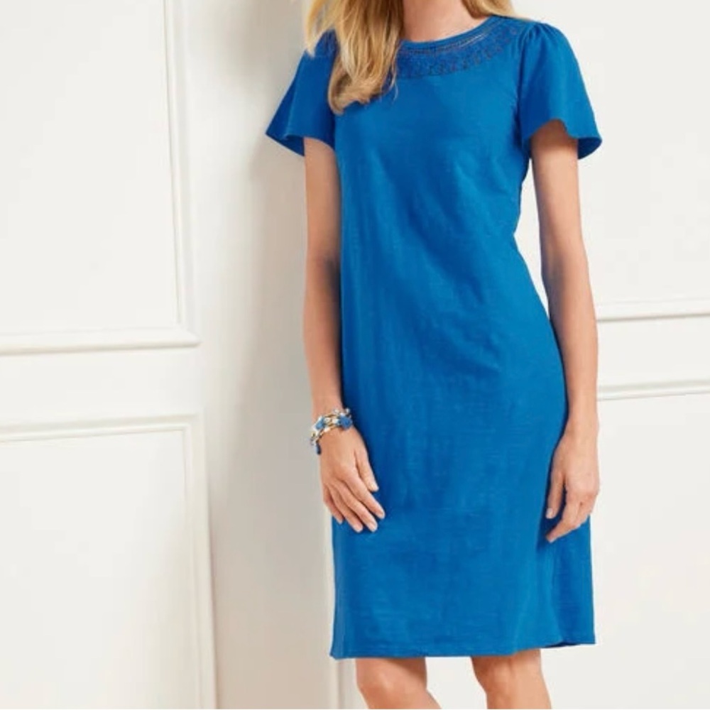 Talbots Blue Short Sleeve Cotton dress small nwt